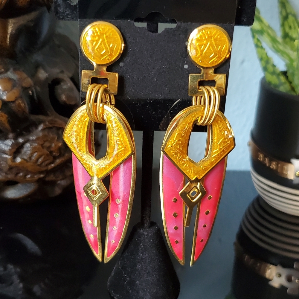Fabulous vintage 80's Edgar Berebi statement earrings - Picture 2 of 6